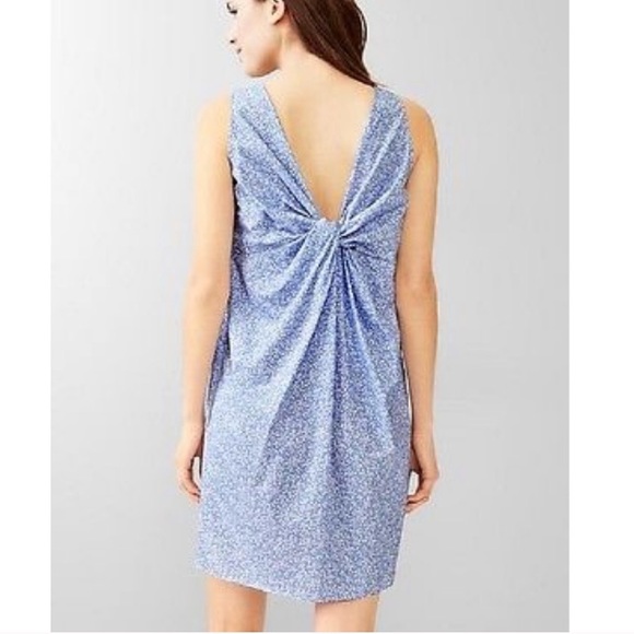 ✨5 FOR $25✨ GAP Navy Blue Twist Back Marble Print Shift Dress - Picture 2 of 12
